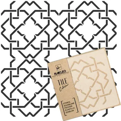 Produktbild von Tile Fliesen Schablone zum Malen 15x15 cm, Mazara Spanische Maurische Blume Marokkanisch, Kunststoff Wiederverwendbare Bodenschablone DIY