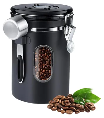 Immagine prodotto di Contenitore per caffè in acciaio inossidabile con finestra trasparente e indicatore della data