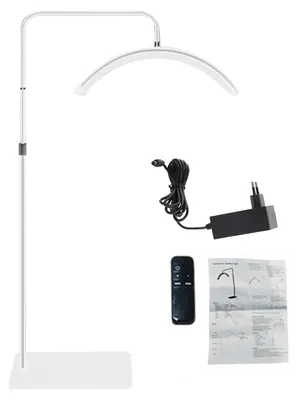 Obrázek produktu pro LED video světlo ve tvaru půlměsíce s dvěma teplotami barev (3200K-5600K) a nastavitelným stojanem