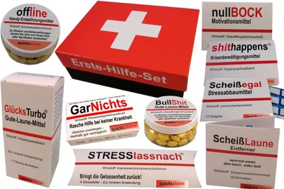 Produktbild von ERSTE HILFE Sanikasten , Witziges Geschenkset (10-teilig)