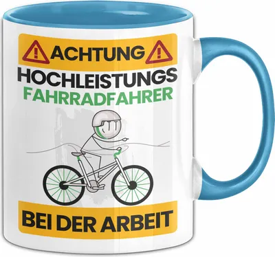 Produktbild von Fahrradfahrer Tasse Geschenk Lustiger Spruch Geschenkidee für Fahrradfahrer Achtung Hochleistungs Fahrradfahrer Bei Der Arbeit (Blau)