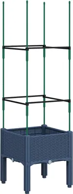 Produktbild von vidaXL Pflanzkübel mit Rankgitter Blaugrau 40x40x142,5 cm PP