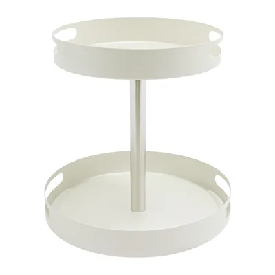 Zdjęcie produktu dla Półka kuchenna Stojak na przyprawy Obracany o 360° 2-poziomowy organizer kuchenny Biały maks. 7,5 kg