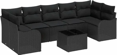 Produktbild von vidaXL Gartensofa-set 8 Stk. 7-Sitzanzahl Schwarz Poly-Rattan