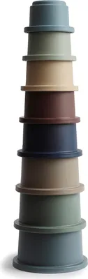 Obrázok produktu pre Mushie Baby silikónová stohovacia hra stohovací pohár stohovacia veža Rainbow Stacking Tower (Forest)