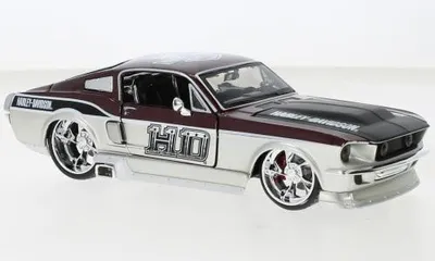 Produktbild von Maisto MAI32168SILVER - 1/24 - Ford Mustang GT silber/dunkelrot 1967 Harley-Davidson