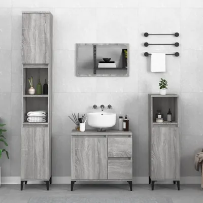 Produktbild von The Living Store Badschrank Grau Sonoma 65x33x60 cm Holzwerkstoff