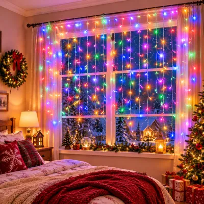 Productafbeelding van ACXIN LED-sneeuwvlokkenlichtketting, 30 meter, 1200 LED's, multicolor, 8 lichtmodi, synchroniseerbaar, decoratieve verlichting voor feestelijke gelegenheden