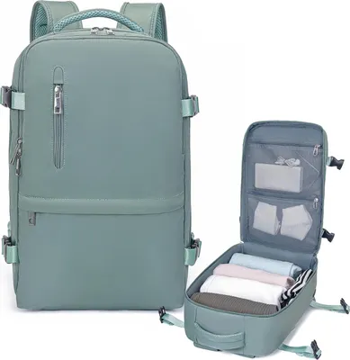 Produktbild von Famanu Handgepäck 40 x 20 x 25 cm – Tragetasche, Rucksack und Reisetasche für Damen und Herren – Grün