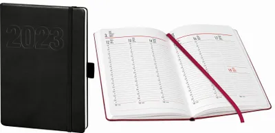 Productafbeelding van bsb 02-0146 Boekagenda "V-book" - 1 week / 2 pagina's, A5, zwart
