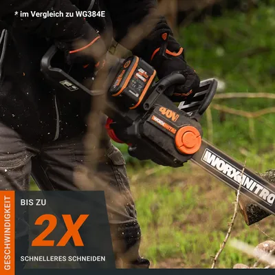Produktbild von WORX WG385E.9, 40 cm, Bürstenlos, 18 m/s, 1,1 mm, Schwarz, Orange, Akku