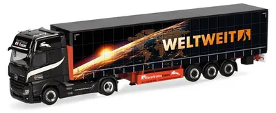 Imagen del producto de Herpa, camión MB Actros 18 Giga, modelo Ga-KSZ, empresa Ferntrans Haas, distribución mundial, número de artículo 320023