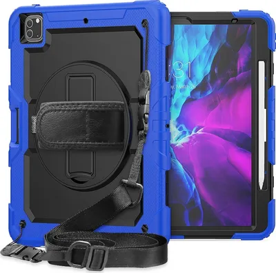 Produktbild von Mobigear SureGrip Xtreme Tablet-Hülle für iPad Pro 12.9 Zoll (2020) - Schwarz / Blau