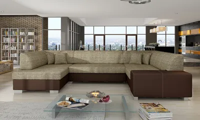 Produktbild von NABBI Ecksofa U mit Zerlegung ein Lagerraum Halvega P - cappuccino / dunkelbraun