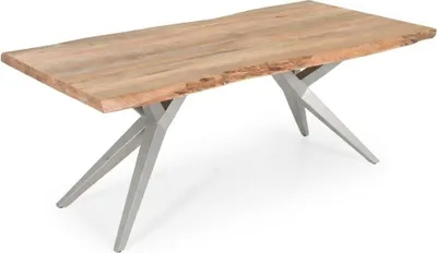 Produktbild von Baumkantentisch "live edge" Mango 180x90 cm, Eisengestell silber matt