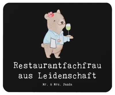 Produktbild von Mr. & Mrs. Panda Mouse Pad Restaurantfachfrau Leidenschaft - Schwarz - Geschenk, pc mausunterlage, computer mousepad, mauspad