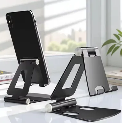 Produktbild von Telefonständer – Telefonhalter – Aluminium – verstellbar – Schreibtischständer für Telefon – universell – verstellbarer Telefonhalter – 1 Stück – Schwarz – CHPN