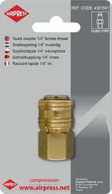 Obrázek produktu pro Součásti systému stlačeného vzduchu, armatury AIRPRESS 4301501