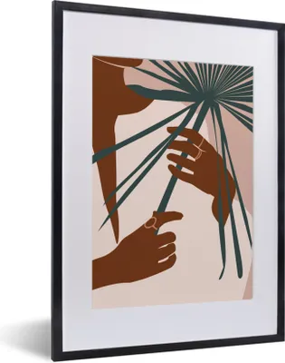 Produktbild von MuchoWow® Gerahmtes Poster Frau - Pflanze - Sommer 30x40 cm - Poster mit Schwarzem Bilderrahmen Wandposter Rahmen Foto Bilder - Wandposter Schlafzimmer