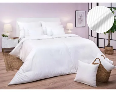 Zdjęcie produktu dla Pościel atlasowa gradl biała w paski 0,4 cm 140x200, 70x90 cm