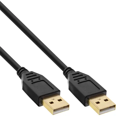 Obrázok produktu pre InLine® 34350S kábel USB 2.0, A do A, čierny, zlaté kontakty, 5 m