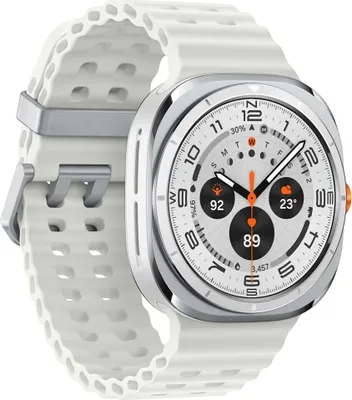 Produktbild von Samsung Galaxy Watch Ultra - 47 mm - Titan - intelligente Uhr mit Marineband - Gummi - wei - Bandgre: S/M/L - Anzeige 3.8 cm (1.5")
