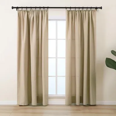 Produktbild von Unyqoos® Sandfarbene Vorhänge mit Faltenband (2er-Set) – Sichtschutz & lichtdurchlässig, Polyester (), 140 x 145/175/225/245 cm