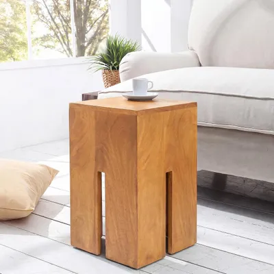 Produktbild von riess-ambiente Beistelltisch CASTLE 45cm braun honey finish massives Mangoholz Sofatisch