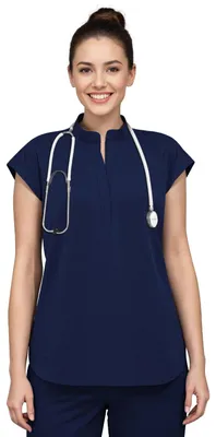 Produktbild von Damen-Scrubs mit Stehkragen und kurzen Ärmeln