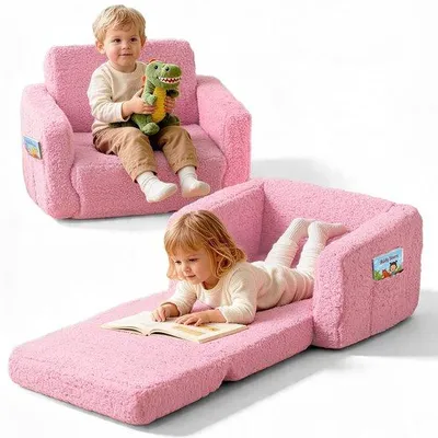 Produktbild von Kinder Sitzakstuhl - falten 2-in-1 Kindersitz - umstellbarer Sitz für Kleinkinder - 112x44x29cm - Rosa