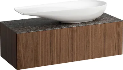 Immagine prodotto di LAUFEN Il Bagno Alessi Élément à tiroirs, plateau en pierre Marrone Naturale, découpe à droite, 120x50x37cm, pour vasque de toilette H81897 4, H4323230976301, H4323230976301