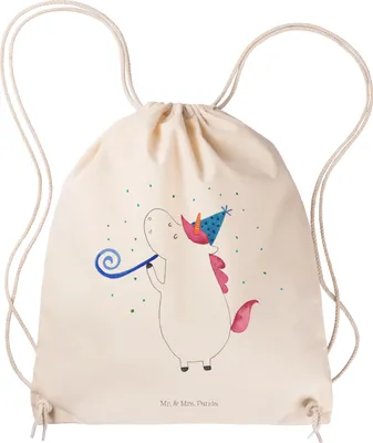 Produktbild von Mr. & Mrs. Panda Jutebeutel Einhorn Party - Transparent - Geschenk, Kleiner Rucksack, wander, Einhörner, Geburtstag, Feier, Alkohol, Fest, Beutel, sporttasche klein, Club