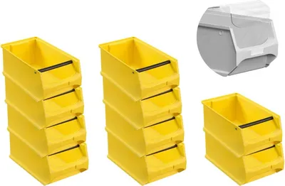 Produktbild von SparSet 10x Gelbe Sichtlagerbox 4.1 mit Griffstange & Abdeckung | HxBxT 15x20x35cm | 7,2 Liter | Sichtlagerbehälter, Sichtlagerkasten, Sichtlagerkastensortiment, Sortierbehälter