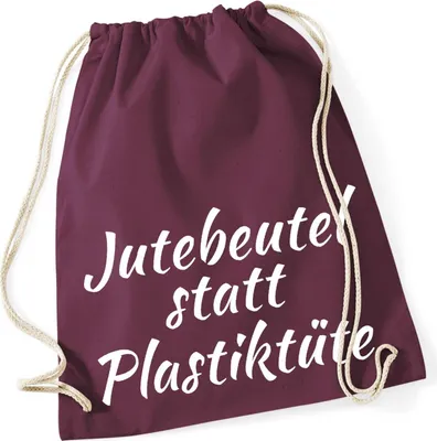Produktbild von Huuraa Turnbeutel statt Plastiktüte 12 Liter Burgundy Baumwolle Rucksack Geschenkidee