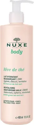 A bottle of Nuxe Rêve de Thé Revitalising Moisturising Milk.