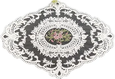 Produktbild von Tischset mit bestickter Spitze, Retro-Stil, französisches Häkeldeckchen, handgefertigt, Tischset mit Blumenstickerei, für Zuhause, Abendessen, Party, Hochzeitsdekor