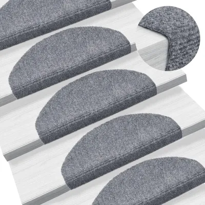 Immagine prodotto di vidaXL Tappetini autoadesivi 10 pezzi 65x21x4 cm Grigio chiaro Semicircolare Grande