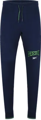 Produktbild von Reebok Hose IC1939 Marineblau aus 100% Baumwolle mit Elastikbund, Kordelzug, Seitentaschen und Bündchen