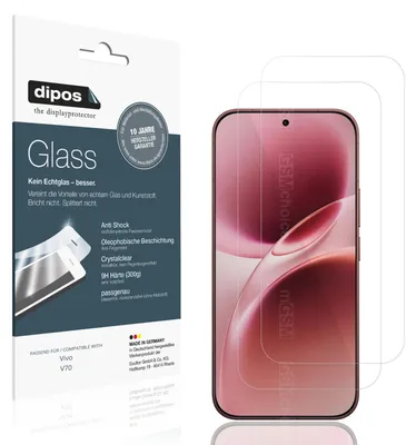 Produktbild von 2x Schutzfolie für Vivo V70 - Anti-Shock 9H Folie dipos Glass Kunststoffglas