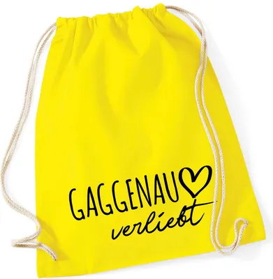 Produktbild von Huuraa Turnbeutel Gaggenau verliebt 12 Liter Yellow Baumwolle Rucksack Geschenkidee