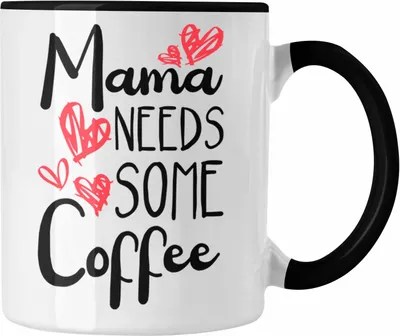 Produktbild von Trendation - Mama Tasse mit Spruch Geschenk Muttertag von Tochter Sohn Mutter Kaffeetasse Spruch Kaffeeliebhaber (Schwarz)