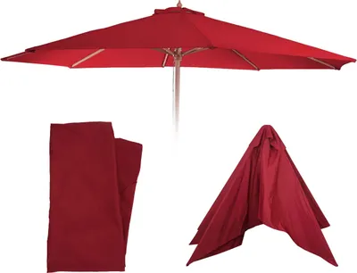 Produktbild von Ersatz-Bezug für Sonnenschirm Lissabon, Sonnenschirmbezug Ersatzbezug, Ø 3,5m Polyester 8 Streben  bordeaux