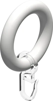 Produktbild von Interdeco Gardinenringe / Rundringe mit Faltenhaken für Gardinenstangen mit 20 mm Ø Weiß lackiert, Pack. 10 Stück