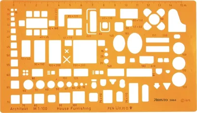 Produktbild von Möblierungsschablone 1:100 gelb Packung mit 10 Stück
