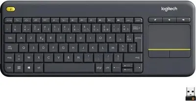 Zdjęcie produktu dla Klawiatura bezprzewodowa Logitech K400 Plus, AZERTY, Touchpad, Czarna