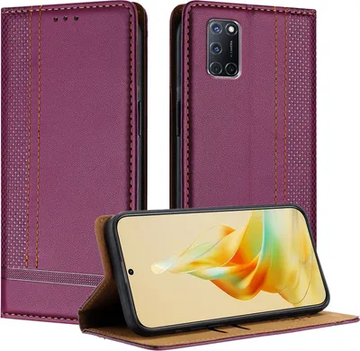 Produktbild von Handyhülle für OPPO A52 A72 A92 4G Leder Flip Klappbare Schutzhülle mit Standfunktion Lila