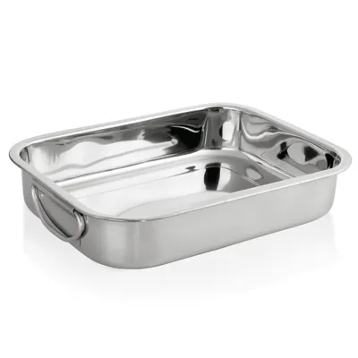 Produktbild von Bräter / Auslageschale, Edelstahl, 33x24 - 43x31 cm wählbar, mit Griffen : 40 x 28 x 7,5 cm Variante: 40 x 28 x 7,5 cm