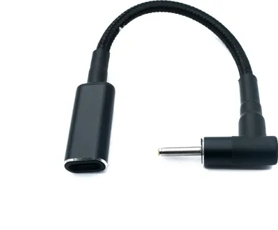 Obrázek produktu pro SYSTEM-S DC 20V kabel 15 cm 2,5 x 0,7 zástrčka do zásuvky USB 3.1 typu C opletený úhelník