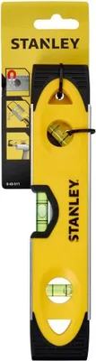 Produktbild von Stanley Torpedo-Wasserwaage Kunststoff mit Aluminiumrahmen, 0,25 m, Schwarz, Gelb, 1 mm/m, Aluminium