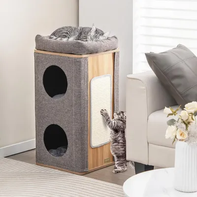 Produktbild von Katzenhaus mit 3 Etagen - Katzenhaus - geeignet für Katzen bis 20 kg